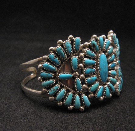 Image 3 of Justin Wilson Navajo Native American Silver & Turquoise Cluster Bracelet