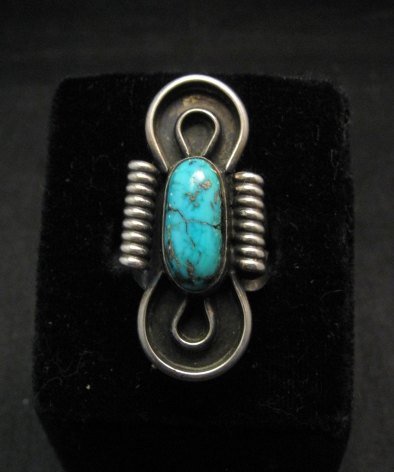 Image 0 of Vintage Navajo Turquoise Silver Ring, Sz7