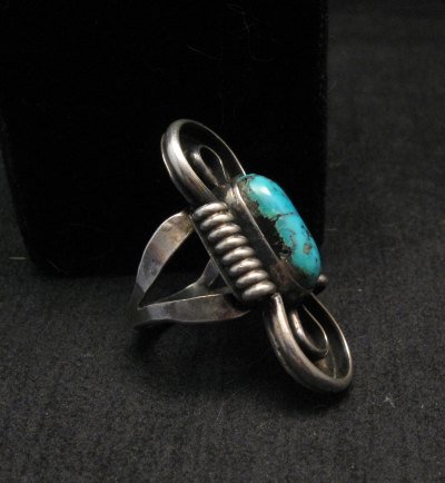 Image 1 of Vintage Navajo Turquoise Silver Ring, Sz7