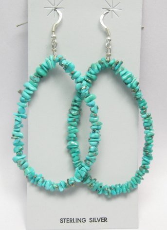 Image 0 of Huge Santo Domingo Turquoise Nugget Loop Earrings, Ella Mae Garcia