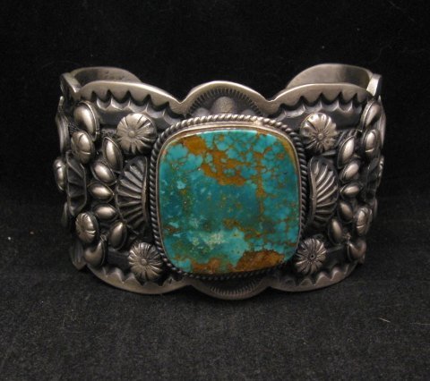 Image 0 of A++ Navajo American Indian Pilot Mountain Turquoise Silver Bracelet, Gilbert Tom