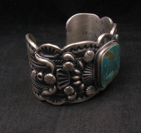 Image 3 of A++ Navajo American Indian Pilot Mountain Turquoise Silver Bracelet, Gilbert Tom