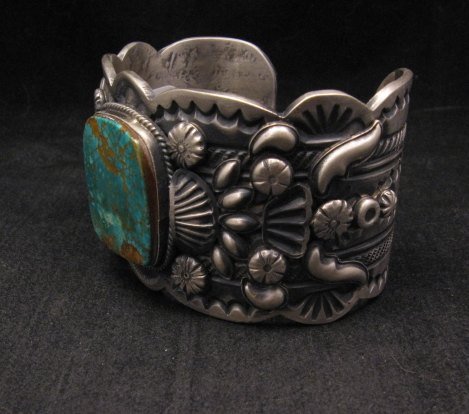 Image 4 of A++ Navajo American Indian Pilot Mountain Turquoise Silver Bracelet, Gilbert Tom