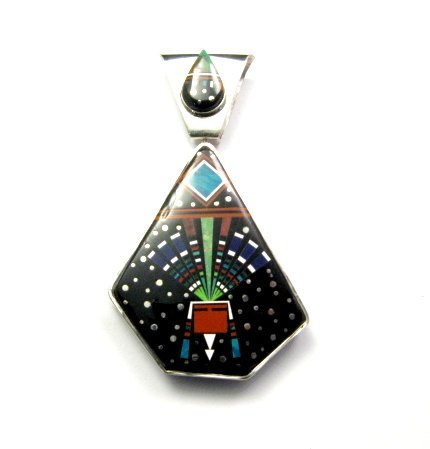 Image 1 of Reversible Navajo Yei Starry Nite Monument Valley Spinner Pendant Ray Jack