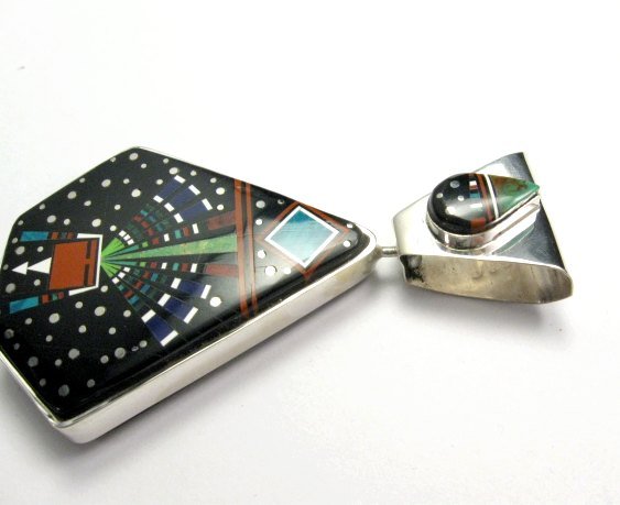 Image 3 of Reversible Navajo Yei Starry Nite Monument Valley Spinner Pendant Ray Jack