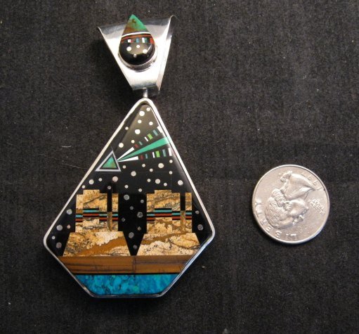 Image 0 of Reversible Navajo Yei Starry Nite Monument Valley Spinner Pendant Ray Jack