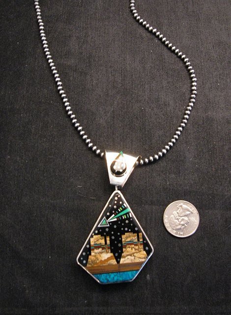 Image 5 of Reversible Navajo Yei Starry Nite Monument Valley Spinner Pendant Ray Jack