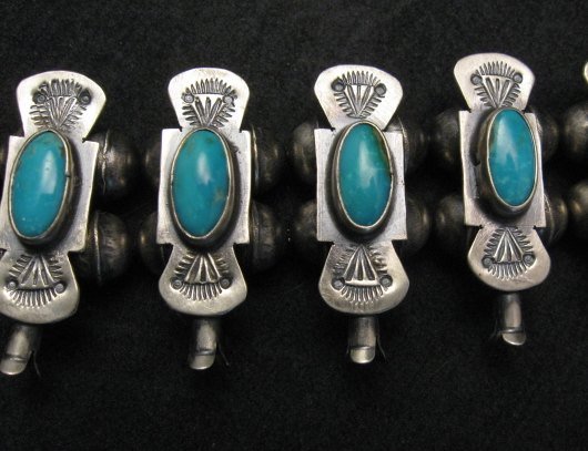Image 3 of Navajo Old Pawn Box Bow Squash Blossom Necklace, Marcella James