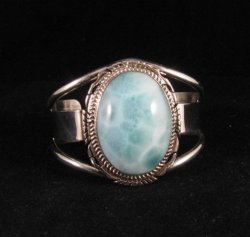 Extra-Small Navajo Indian Larimar Sterling Silver Bracelet, Elouise Kee