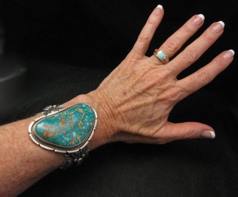 Image 5 of A++ Navajo Native American Turquoise Cuff Bracelet, Virgil Begay 