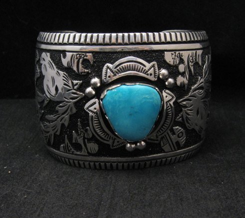 Image 0 of LARGE Richard Singer Navajo Horse Storyteller Sterling Silver Bracelet