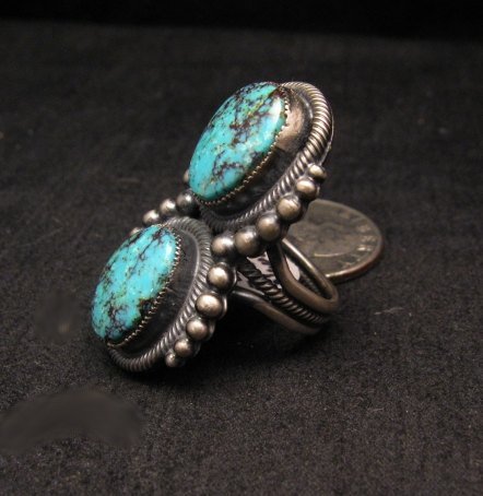 Image 1 of Gloria Begay ~ Navajo ~ Skyhorse Turquoise Sterling Silver Ring sz6-1/2
