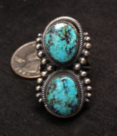 Image 0 of Gloria Begay ~ Navajo ~ Skyhorse Turquoise Sterling Silver Ring sz6-1/2