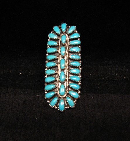 Image 0 of Native American Navajo Turquoise Sterling Silver Ring sz7-1/2, Zeta Begay 