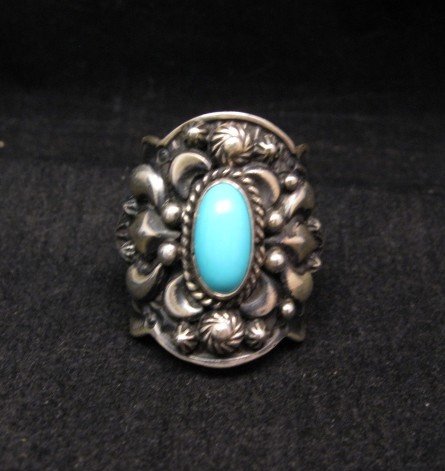Image 0 of Darryl Becenti Navajo Turquoise Sterling Silver Ring sz7-1/2