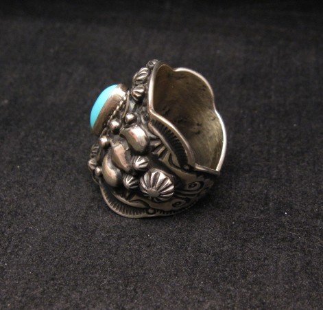 Image 3 of Darryl Becenti Navajo Turquoise Sterling Silver Ring sz7-1/2