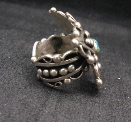 Image 4 of Native American Lorena Nez Silver Turquoise Butterfly Ring sz6