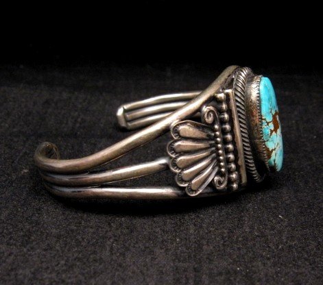 Image 3 of Leon Martinez Navajo Indian Turquoise Sterling Silver Bracelet