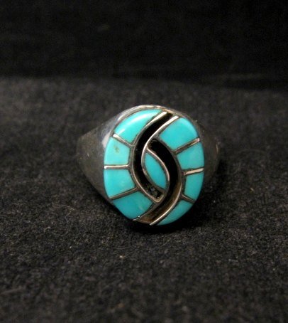 Image 0 of Amy Wesley Zuni Turquoise Hummingbird Sterling Silver Ring sz10