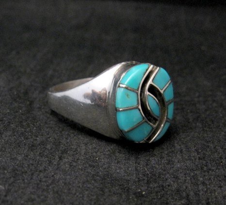 Image 3 of Amy Wesley Zuni Turquoise Hummingbird Sterling Silver Ring sz10