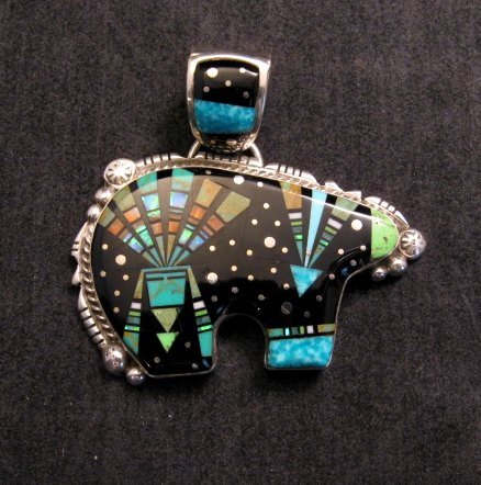 Image 0 of Native American Navajo Inlaid Cosmic Bear Pendant, Matthew Jack