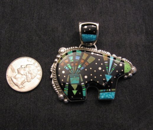 Image 2 of Native American Navajo Inlaid Cosmic Bear Pendant, Matthew Jack