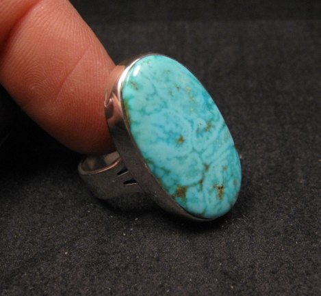 Image 1 of Native American Navajo Turquoise Silver Ring Sz7-3/4 Sampson Jake