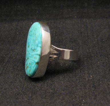 Image 2 of Native American Navajo Turquoise Silver Ring Sz7-3/4 Sampson Jake