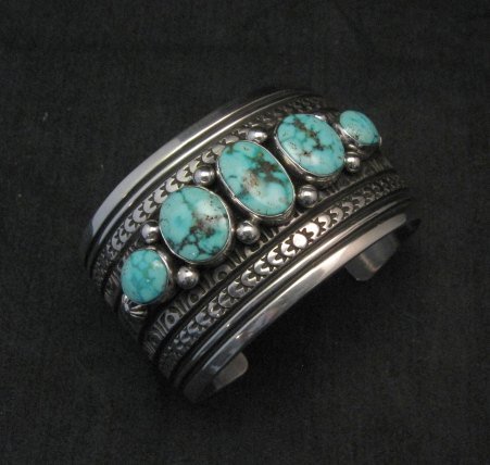 Image 1 of Darryl Becenti Navajo Kingman Turquoise Sterling Silver Cuff Bracelet