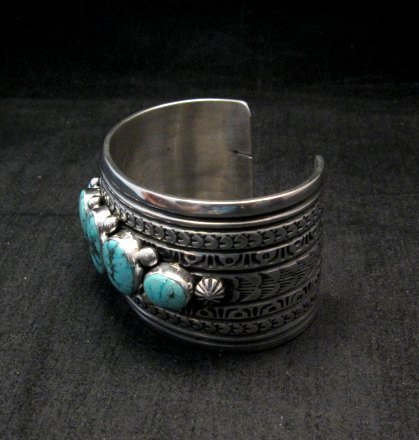 Image 2 of Darryl Becenti Navajo Kingman Turquoise Sterling Silver Cuff Bracelet