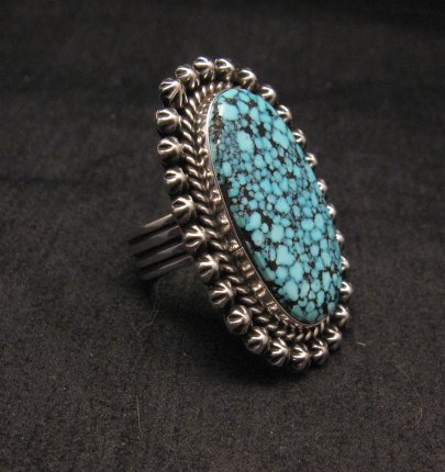 Image 1 of A++ Native American Navajo Natural Kingman Web Turquoise Ring Sz7-1/2