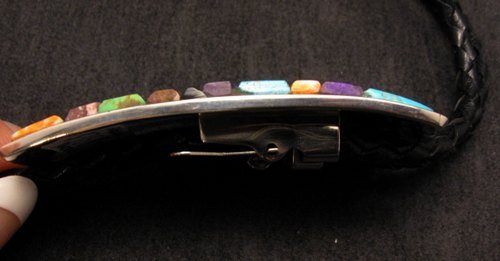 Image 4 of Multi-gem Cobblestone Inlaid Bolo * Edison Yazzie * Navajo