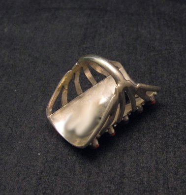 Image 3 of Zuni Indian Jewelry Coral Sterling Silver Ring sz5-1/2 - Connie Hattie