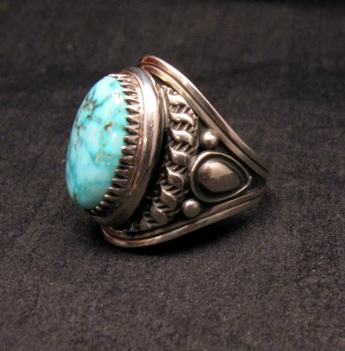 Image 2 of Native American Navajo Derrick Gordon Natural Turquoise Ring Sz10-1/2 