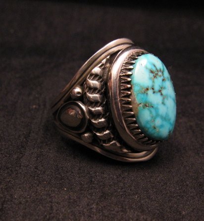 Image 0 of Native American Navajo Derrick Gordon Natural Turquoise Ring Sz10-1/2 