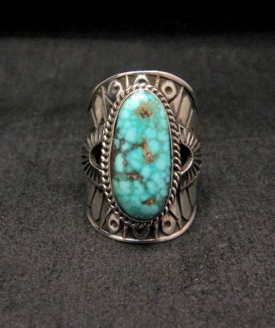 Image 0 of Navajo Natural Turquoise Sterling Silver Ring Sz6-1/2, Derrick Gordon 