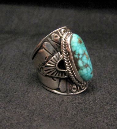 Image 1 of Navajo Natural Turquoise Sterling Silver Ring Sz6-1/2, Derrick Gordon 