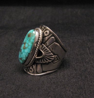 Image 2 of Navajo Natural Turquoise Sterling Silver Ring Sz6-1/2, Derrick Gordon 