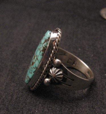 Image 2 of Native American Navajo Indian ~ Guy Hoskie ~ Turquoise S/S Ring sz8