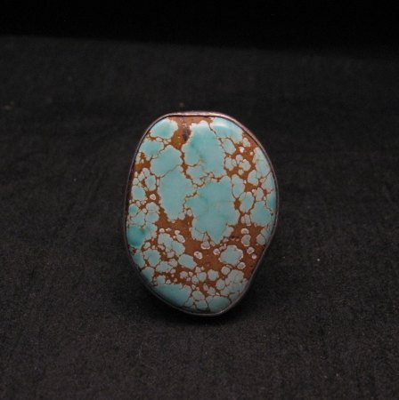 Image 0 of Native American Number #8 Turquoise Ring by Navajo Verdy Jake sz8 to sz10-1/2