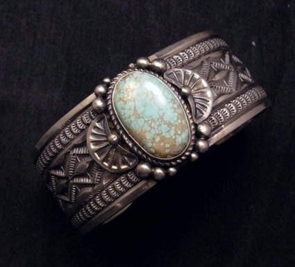 Image 0 of Navajo Native American Number 8 Turquoise Bracelet, Calvin Maloney