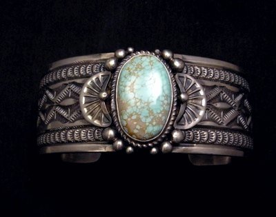 Image 1 of Navajo Native American Number 8 Turquoise Bracelet, Calvin Maloney