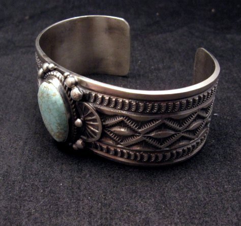 Image 2 of Navajo Native American Number 8 Turquoise Bracelet, Calvin Maloney