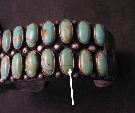 Image 7 of Old Navajo Kirk Smith Turquoise Silver Double Row Bracelet Large
