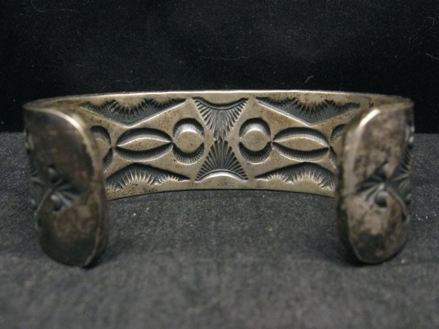 Image 3 of Old Navajo Kirk Smith Turquoise Silver Double Row Bracelet Large