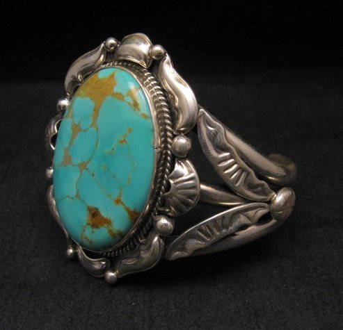 Image 2 of Navajo Native American Turquoise Silver Cuff Bracelet, Gilbert Tom