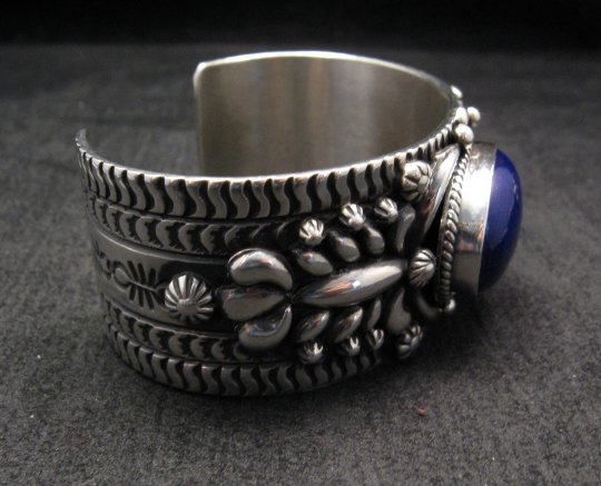 Image 3 of Navajo Native American Lapis Silver Bracelet, Darryl Becenti