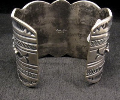 Image 6 of A++ Wide Navajo Native American Turquoise Sterling Silver Bracelet, Gilbert Tom