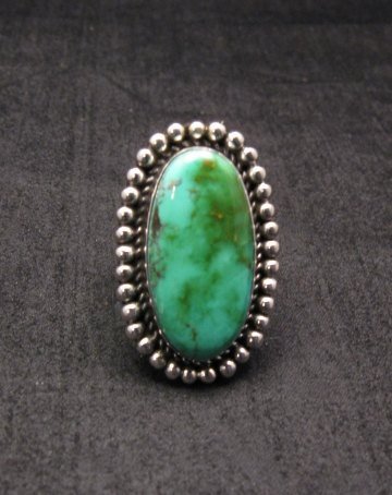 Image 0 of Navajo Royston Turquoise Silver Ring, Navajo Happy Piasso sz6-1/2