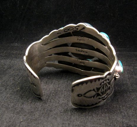 Image 3 of Navajo Aaron Toadlena Turquoise Cluster Silver Bracelet Native American